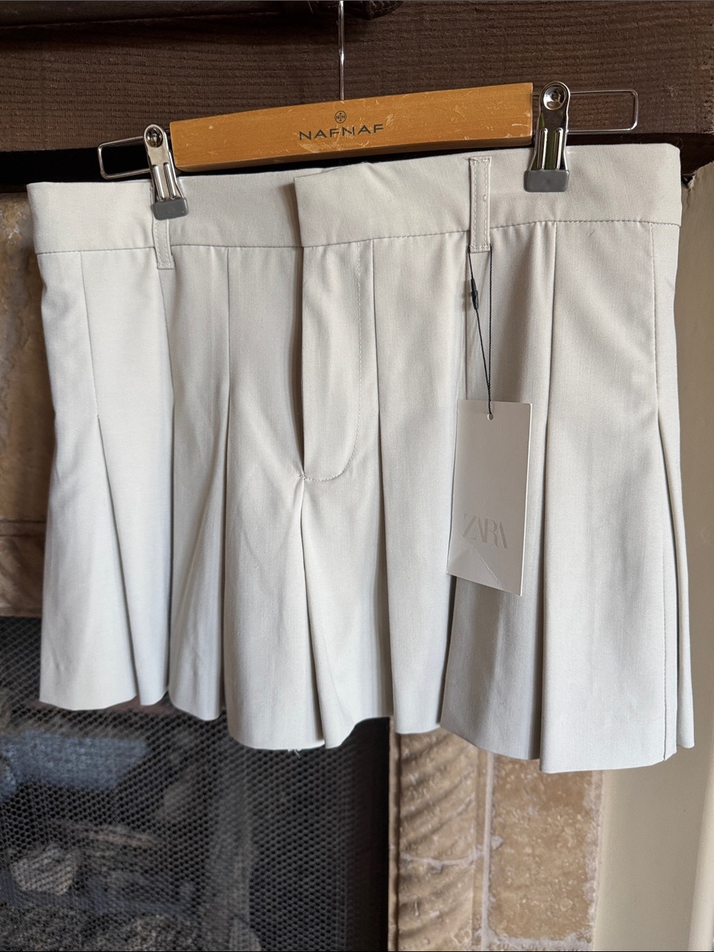 ZARA Cream Pleated Mini Skort new with tags M 28
